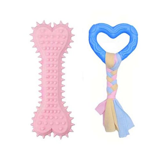 Picture of اسباب بازی دندانی سگ بایو موزارا مدل قلب و استخوان صورتی و آبی